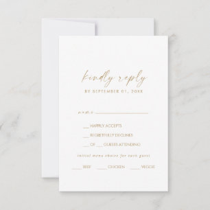 Moderne RSVP-Karte mit Gold-Script RSVP Karte