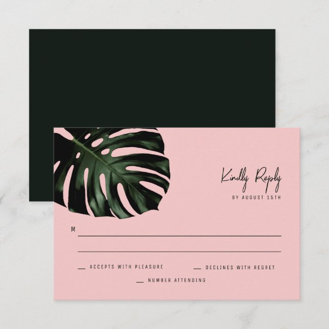 Moderne RSVP-Karten der tropischen Hochzeit in Url Einladung (Vorne/Hinten)