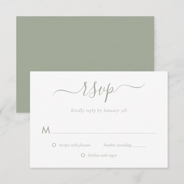 Moderne RSVP-Karten für die grüne Hochzeit von Skr RSVP Karte (Vorne/Hinten)
