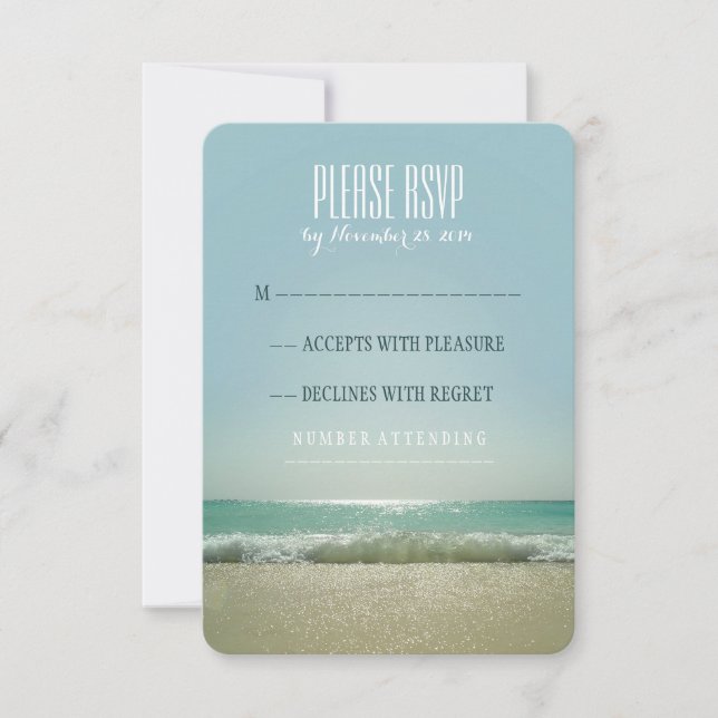 Moderne RSVP Karten für Hochzeiten am Strand mit b (Vorderseite)