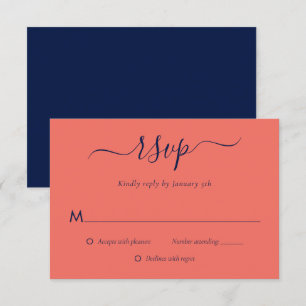 Moderne RSVP-Karten für Hochzeiten von Navy Blue u RSVP Karte