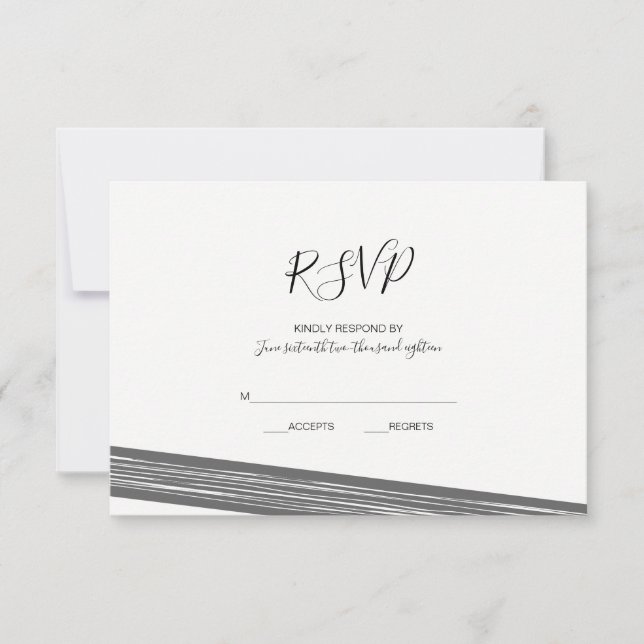 Moderne RSVP-Karten mit schwarzem und weißem Strei RSVP Karte (Vorderseite)