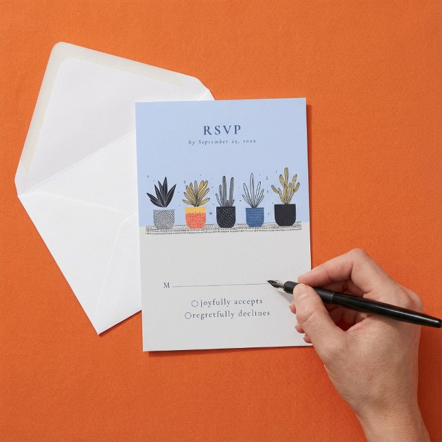 Moderne RSVP-Pflanze RSVP Karte (Modern Potted House Plants RSVP Card.)