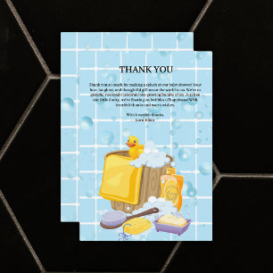 Moderne Rubber Ducky Bubbles Baby Dusche Dankeskarte