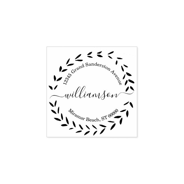 Moderne Rücksendeadresse Briefmarke Laurel Wreath Gummistempel (Prägung)