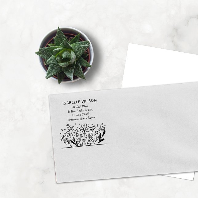 Moderne Rücksendeadresse für Blumenbeete Gummistempel (Von Creator hochgeladen)