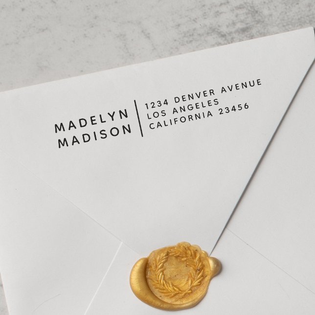 Moderne Rücksendeadresse Minimalistischer Name Bri Gummistempel (Von Creator hochgeladen)