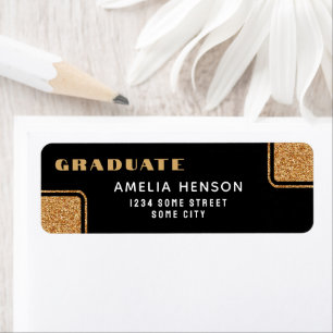 Moderne Rücksendeadresse mit schwarzem Goldglitter