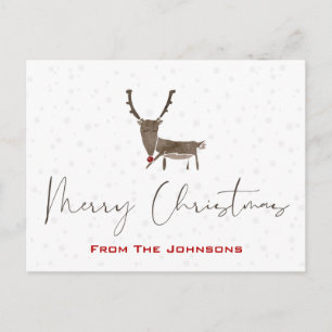 Moderne Rudolf-Weihnachtsgrußkarte Feiertagspostkarte