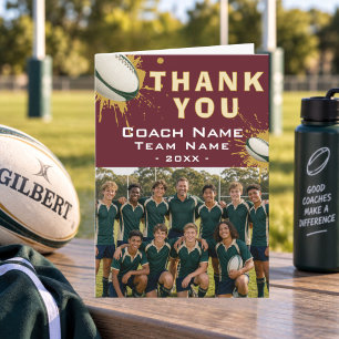 Moderne Rugby-Mannschaftsfoto Coach Dankeskarte