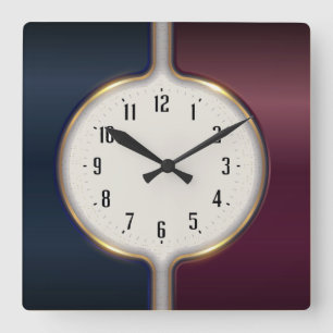 Moderne runde Art Deco Quadratische Wanduhr