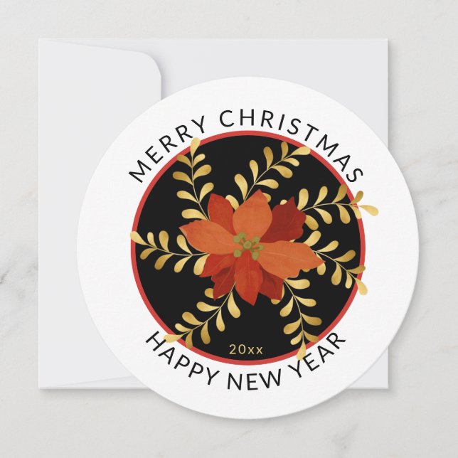 Moderne Runde, frohe Weihnachten stilisierte Poins (Vorderseite)