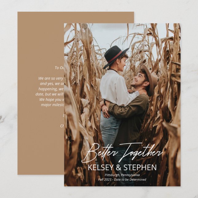 Moderne Rustikal besser Foto Verlobung Ann Ankündigung (Vorne/Hinten)