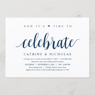 Moderne Rustikal, Marineblaue Schrift, Hochzeitsfl Einladung