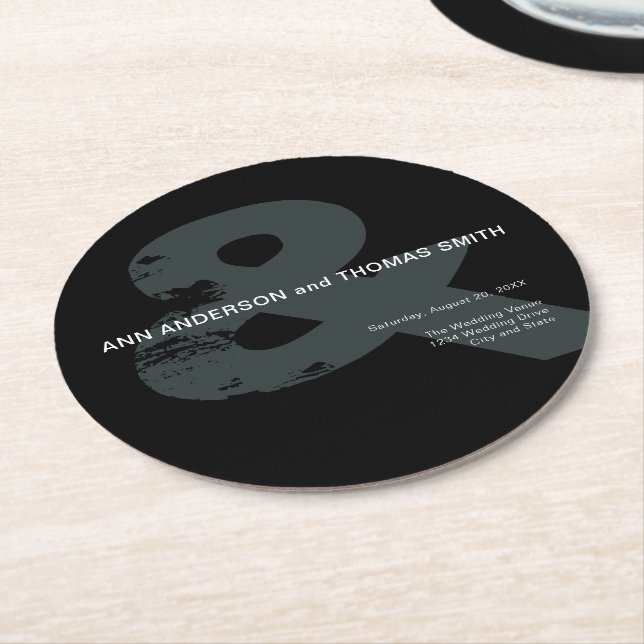 Moderne rustikale Ampere und Hochzeitspapier-Unter Runder Pappuntersetzer (Angewinkelt)