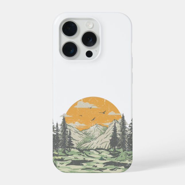 Moderne rustikale Bergwälder iPhone 15 Pro Hülle (Rückseite)