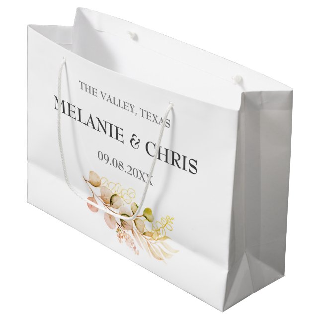 Moderne rustikale Blumenzauber Große Geschenktüte (Vorderseite Schrägansicht)