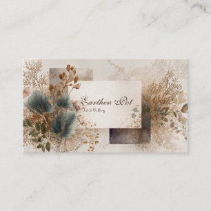Moderne Rustikale Boho Abstrakte Botanische Blaue  Visitenkarte