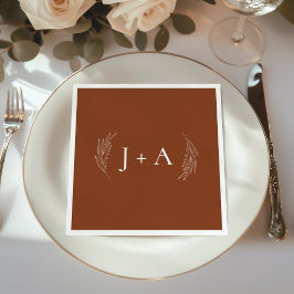 Moderne Rustikale Botanische Monogramm-Hochzeit Serviette