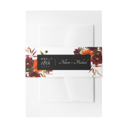 Moderne Rustikale Burgunder Orange Herbst Florale Einladungsbanderole