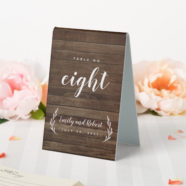 Moderne rustikale Chic Wood Country Wedding Tischaufsteller (In Situ (Hochzeit))