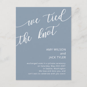 Moderne rustikale dusty Blue Wedding Ankündigung  Postkarte