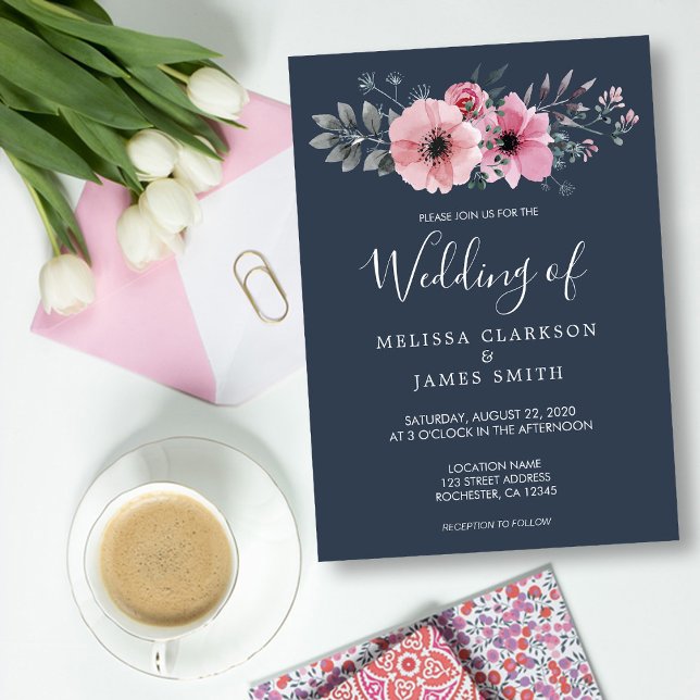 Moderne rustikale, elegante Blume in Aquarell Hoch Einladung (Modern rustic elegant watercolor flowers Wedding Invitation. Wonderful invitation for your wedding.)