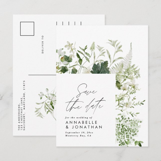 Moderne rustikale Eukalyptus botanisch elegante gr Ankündigungspostkarte (Vorne/Hinten)