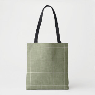 Moderne rustikale Fensterscheibe Kariert Linen grü Tasche