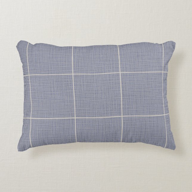 Moderne rustikale Fensterscheibe Karierte Linen Bl Dekokissen (Vorderseite)