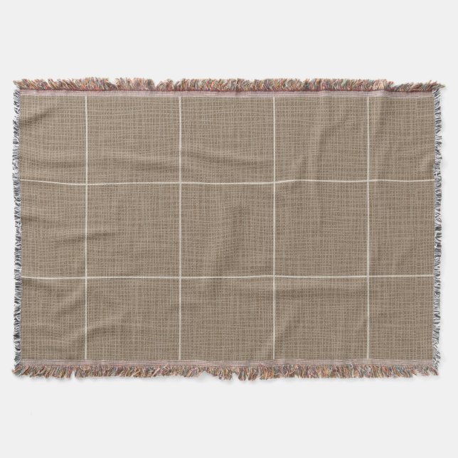 Moderne rustikale Fensterscheibe Karierte Linen br Decke (Vorderseite)