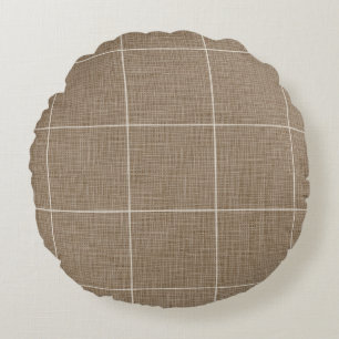 Moderne rustikale Fensterscheibe Karierte Linen br Rundes Kissen