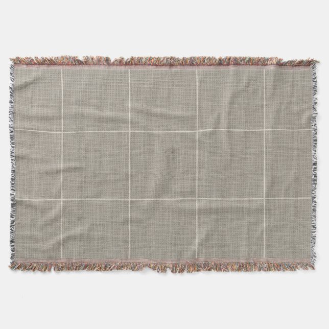 Moderne rustikale Fensterscheibe Karierte Linen Gr Decke (Vorderseite)