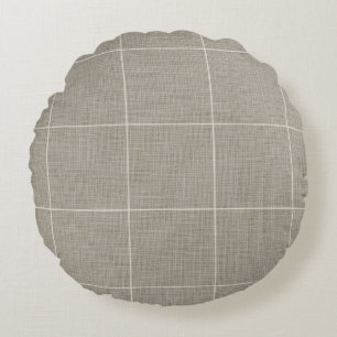 Moderne rustikale Fensterscheibe Karierte Linen Gr Rundes Kissen