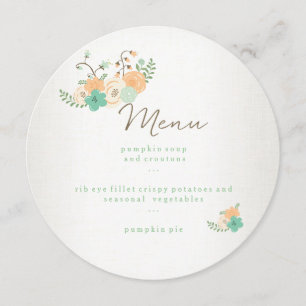 Moderne, rustikale, florale Erntedank Dinner Menu Einladung