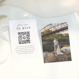 Moderne Rustikale Foto-QR-Code-Hochzeits-RSVP Begleitkarte