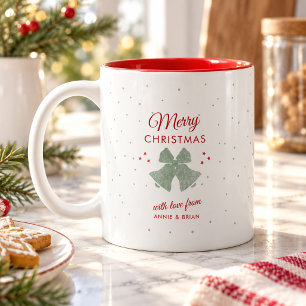 Moderne Rustikale Fröhliche Weihnachtsglocken Ster Zweifarbige Tasse
