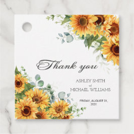 Moderne rustikale Gelbblütenhochzeit Geschenkanhänger