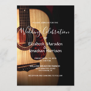 Moderne Rustikale Gitarrenmusikmesse Hochzeit Einladung