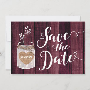 Moderne Rustikale Glas-Einmachgläser Hochzeit "Sav Save The Date
