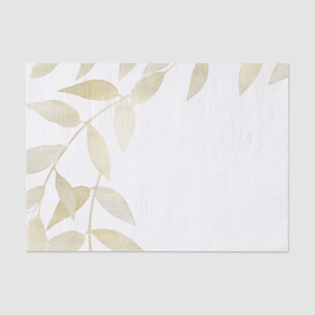 Moderne Rustikale Goldene Blätter Botanische Hochz Seidenpapier (Vorderseite)