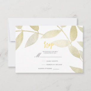 Moderne Rustikale Goldene Goldblätter Botanische R RSVP Karte