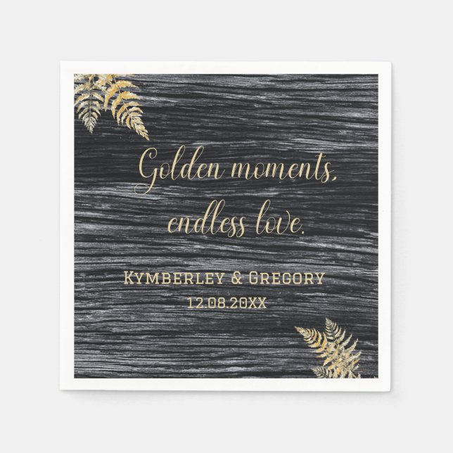 Moderne rustikale Goldene Momente Endlose Liebe Ho Serviette (Vorderseite)