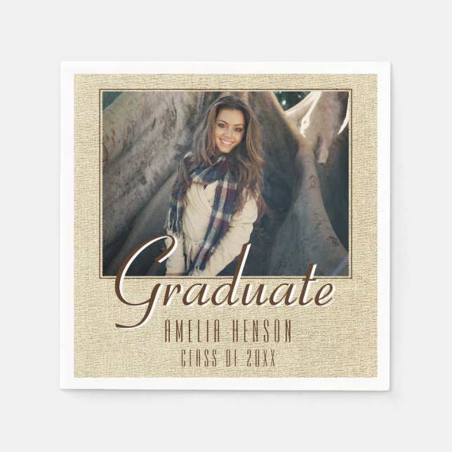 Moderne Rustikale Graduate Foto Graduate Party Serviette (Vorderseite)