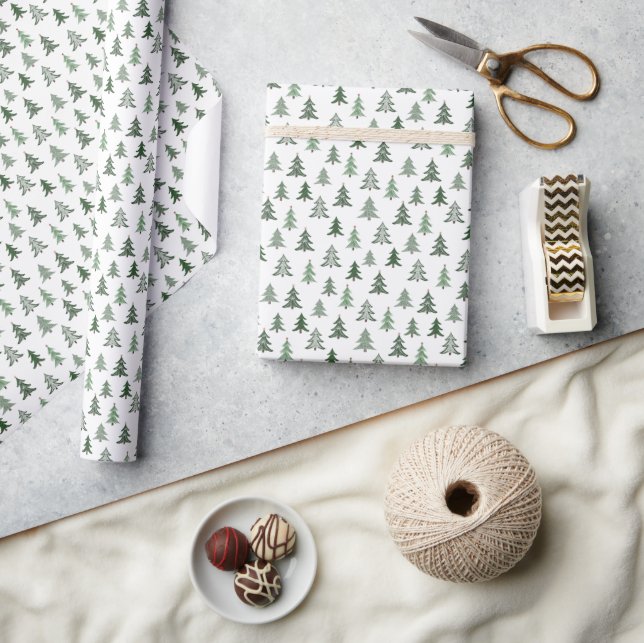 Moderne Rustikale Grüne Weihnachtsbaum  Geschenkpapier (Kunsthandwerk)