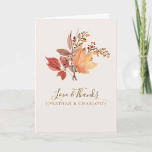 Moderne Rustikale Herbst Boho Blumenhochzeit  Dankeskarte