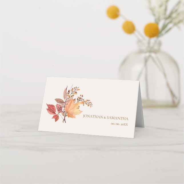 Moderne Rustikale Herbst Boho Blumenhochzeit Platzkarte (Vorderseite)