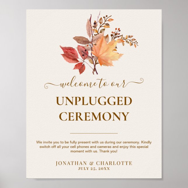 Moderne Rustikale Herbst Boho Blumenhochzeit  Poster (Vorne)