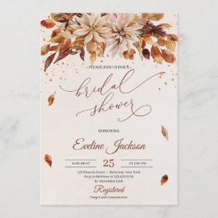 Moderne rustikale Herbst- und Herbstblumen-Blätter Einladung