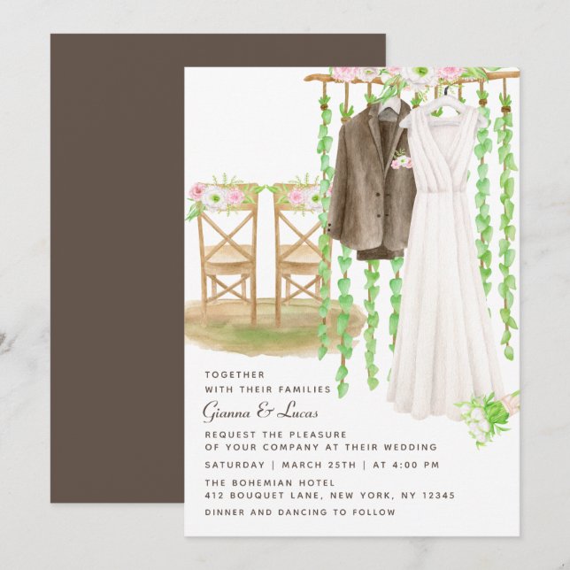 Moderne rustikale Hochzeit im Freien Einladung (Vorne/Hinten)